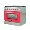 Forno Vittorio- 36" Freestanding Gas Range with Red Door FFSGS6244-36RED