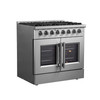 Forno Maniago - 36" Gold Freestanding Dual Fuel Range, with French Door Oven Access. FFSGS6356-36