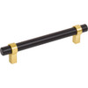 Jeffrey Alexander 128 mm Center-to-Center Matte Black with Brushed Gold Key Grande Cabinet Bar Pull 5128MBBG