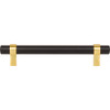 Jeffrey Alexander 128 mm Center-to-Center Matte Black with Brushed Gold Key Grande Cabinet Bar Pull 5128MBBG