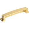 Jeffrey Alexander 128 mm Center Brushed Gold Square-to-Center Square Renzo Cabinet Cup Pull 141-128BG