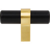 Jeffrey Alexander 2" Overall Length Matte Black with Brushed Gold Key Grande Cabinet "T" Knob 51MBBG