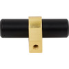 Jeffrey Alexander 2" Overall Length Matte Black with Brushed Gold Key Grande Cabinet "T" Knob 51MBBG