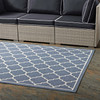 Modway Avena Moroccan Quatrefoil Trellis 5x8 Indoor and Outdoor Area Rug Blue and Beige R-1137A-58