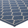 Modway Avena Moroccan Quatrefoil Trellis 5x8 Indoor and Outdoor Area Rug Blue and Beige R-1137A-58