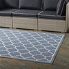 Modway Avena Moroccan Quatrefoil Trellis 8x10 Indoor and Outdoor Area Rug Blue and Beige R-1137A-810