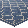 Modway Avena Moroccan Quatrefoil Trellis 8x10 Indoor and Outdoor Area Rug Blue and Beige R-1137A-810