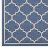 Modway Avena Moroccan Quatrefoil Trellis 8x10 Indoor and Outdoor Area Rug Blue and Beige R-1137A-810