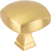 Jeffrey Alexander 1-3/8" Overall Length Brushed Gold Square Audrey Cabinet Knob 278L-BG