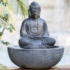 Hand carved solid lava stone Small Sitting Buddha Water Fountain - 46147