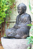 Hand carved solid lava stone Large Sitting Buddha Water Fountain - 46145