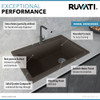 Ruvati 33 x 22 inch epiGranite Drop-in Topmount Granite Composite Single Bowl Kitchen Sink - Espresso Brown - RVG1033ES