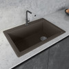 Ruvati 33 x 22 inch epiGranite Drop-in Topmount Granite Composite Single Bowl Kitchen Sink - Espresso Brown - RVG1033ES