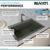 Ruvati 33 x 22 inch Granite Composite Drop-in Topmount Single Bowl Kitchen Sink - Juniper Green - RVG1033RN