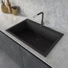Ruvati 33 x 22 inch epiGranite Drop-in Topmount Granite Composite Single Bowl Kitchen Sink - Midnight Black - RVG1080BK