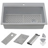 Ruvati 33-inch Granite Composite Workstation Drop-in Topmount Kitchen Sink Silver Gray - RVG1302GR