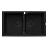 Ruvati 34 x 20 inch epiGranite Dual-Mount Granite Composite Double Bowl Kitchen Sink - Midnight Black - RVG1319BK