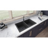 Ruvati 34 x 20 inch epiGranite Dual-Mount Granite Composite Double Bowl Kitchen Sink - Midnight Black - RVG1319BK