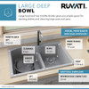 Ruvati 33 x 22 inch epiGranite Drop-in Topmount Granite Composite Double Bowl Kitchen Sink - Silver Gray - RVG1345GR