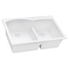 Ruvati 33 x 22 inch epiGranite Drop-in Topmount Granite Composite Double Bowl Kitchen Sink - White - RVG1345WH