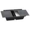 Ruvati 34 inch epiGranite Topmount Workstation Ledge Granite Composite Kitchen Sink - Midnight Black - RVG1350BK