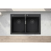 Ruvati 33 x 22 inch epiGranite Drop-in TopMount Granite Composite Double Bowl Low Divide Kitchen Sink - Midnight Black - RVG1385BK