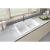 Ruvati 33 x 22 inch epiGranite Drop-in TopMount Granite Composite Double Bowl Low Divide Kitchen Sink - Arctic White - RVG1385WH