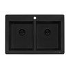 Ruvati 33 x 22 inch epiGranite Dual-Mount Granite Composite Double Bowl Kitchen Sink - Midnight Black - RVG1338BK