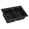 Ruvati 33 x 22 inch epiGranite Dual-Mount Granite Composite Double Bowl Kitchen Sink - Midnight Black - RVG1338BK