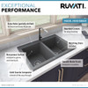 Ruvati 33 x 22 inch epiGranite Dual-Mount Granite Composite Double Bowl Kitchen Sink - Urban Gray - RVG1338GR