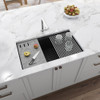 Ruvati 33-inch Undermount Workstation Granite Composite Kitchen Sink Matte Black - RVG2302BK