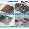 Ruvati 33 x 22 inch Workstation Drop-in 60/40 Double Bowl Topmount Rounded Corners 16 Gauge Stainless Steel Ledge Kitchen Sink - RVH8035