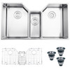 Ruvati 35" Triple Bowl Undermount 16 Gauge Stainless Steel Kitchen Sink - RVH8500