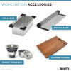 Ruvati 33" Apron-front Workstation Low-Divide Double Bowl 60/40 Farmhouse Kitchen Sink 16 Gauge Stainless Steel - RVH9201