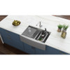 Ruvati 33" Apron-front Workstation Low-Divide Double Bowl 60/40 Farmhouse Kitchen Sink 16 Gauge Stainless Steel - RVH9201