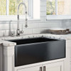 Ruvati 33 x 20 inch Fireclay Reversible Farmhouse Apron-Front Kitchen Sink Single Bowl - Glossy Black - RVL2300BK