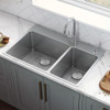 Ruvati 33 x 22 inch Drop-in Topmount Kitchen Sink 16 Gauge Stainless Steel 70/30 Double Bowl - RVM5173