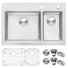 Ruvati 33 x 22 inch Drop-in Topmount Kitchen Sink 16 Gauge Stainless Steel 70/30 Double Bowl - RVM5173