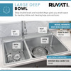 Ruvati 33 x 22 inch Drop-in Topmount Kitchen Sink 16 Gauge Stainless Steel 30/70 Double Bowl - RVM5176