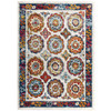 Modway Entourage Odile Distressed Floral Moroccan Trellis 8x10 Area Rug Ivory, Blue, Red, Orange, Yellow R-1168A-810