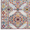 Modway Entourage Khalida Distressed Floral Lattice 8x10 Area Rug Ivory, Blue, Orange, Yellow, Red R-1169A-810