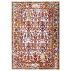 Modway Entourage Jessa Distressed Vintage Floral Lattice 8x10 Area Rug Ivory, Blue, Orange, Yellow, Red R-1170A-810