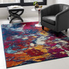 Modway Entourage Foliage Contemporary Modern Abstract 5x8 Area Rug Blue, Orange, Yellow, Red R-1172A-58