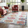 Modway Entourage Kensie Distressed Floral Moroccan Trellis 8x10 Area Rug Ivory, Blue, Red,Orange,Yellow R-1173A-810