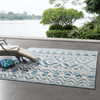 Modway Reflect Tamako Diamond and Chevron Moroccan Trellis 8x10 Indoor / Outdoor Area Rug Ivory and Blue R-1177A-810