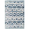 Modway Reflect Takara Abstract Diamond Moroccan Trellis 5x8 Indoor and Outdoor Area Rug Ivory and Blue R-1180A-58