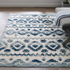 Modway Reflect Takara Abstract Diamond Moroccan Trellis 5x8 Indoor and Outdoor Area Rug Ivory and Blue R-1180A-58