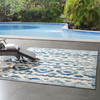 Modway Reflect Takara Abstract Diamond Moroccan Trellis 8x10 Indoor and Outdoor Area Rug Ivory and Blue R-1180A-810