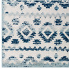 Modway Reflect Takara Abstract Diamond Moroccan Trellis 8x10 Indoor and Outdoor Area Rug Ivory and Blue R-1180A-810