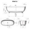 Ruvati 69-inch White epiStone Solid Surface Oval Freestanding Bath Tub Viola - RVB6732WH